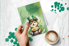 Lucky Raccoon Leprechaun with Gold Pot Greeting Card PNG Sub Product Image 1