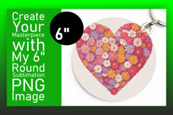 Artful Round Design Coaster Template , Flowers Heart Product Image 1