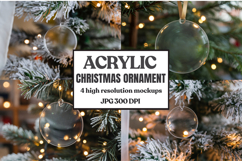 Acrylic Christmas Ornament Mockups | Clear Round Holiday Product Image 1