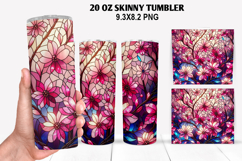 Flower Skinny Tumbler 20oz Wrap Design, Flowers Tumble PNG Product Image 1