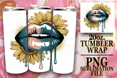 Heartfelt Sublimation 20oz tumbler wrap, Dripping Lips Product Image 1