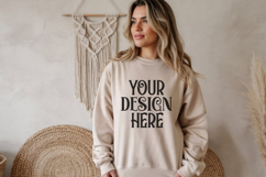 Sand Gildan 18000 Sweatshirt Model Mockups, Product Image 1