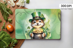 Lucky Raccoon Leprechaun with Gold Pot Cutting Board PNG Sub Product Image 1