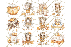 Pumpkin Spice Chibi Girls, Fall Accessories PNG, Cozy Autumn Product Image 9