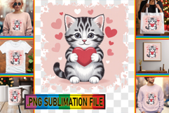 Elegant TOTE BAG Art Magic PNG, Valentines Cat Product Image 1