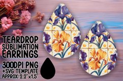 Vibrant Floral Extravaganza PNG Teardrop Earring Design Product Image 1