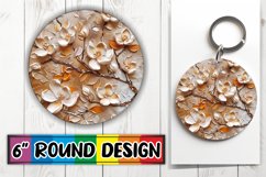Blooming Flowers and Fruit Keychain Round Design Product Image 1