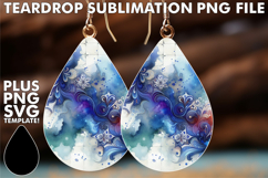 Elegant Teardrop Earrings Gift PNG, Watercolor Pattern Product Image 1