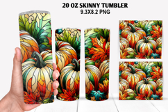 Pumpkins Skinny Tumbler 20oz Wrap Design, Halloween Tumbler Product Image 1