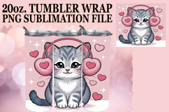 Radiant joy 20oz tumbler wrap, Valentines Cat Product Image 1
