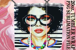 Striped Serenity: Melanin Queen Tumbler Wrap, 20oz Product Image 1