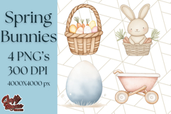Spring Bunnies PNG Watercolor Bunny Clipart, Pastel Easter Product Image 1