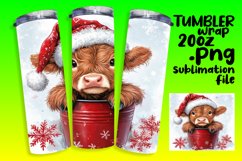 Watercolor Christmas Cow Tumbler - Festive 20oz Wrap Product Image 1