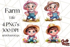 Kids Farm Clipart, Cute Farmer and Farm Animal PNG Product Image 1