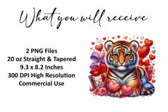 Valentine's Day Baby Tiger Tumbler Wrap Sublimation Design Product Image 2