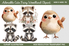Adorable Cute Fairy Woodland Clipart PNG Product Image 1