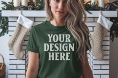 Bella Canvas 3001 Kelly Green Christmas Shirt Mockup, Trandy Product Image 1