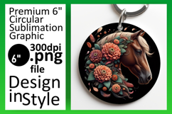 Whimsical Circle PNG Keychain Artwork , Horse Product Image 1