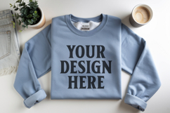 Carolina Blue Gildan 18000 Folded Flat Lay Mockups Product Image 1