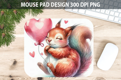 Watercolor Squirrel Mouse Pad Sublimation - Valentines PNG Product Image 1