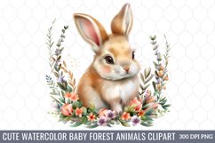 Cute Watercolor Baby Forest Animals Clipart Product Image 1