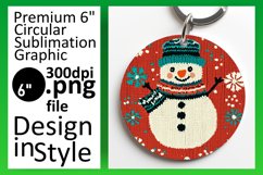 Whimsical Round Design Keychain PNG , Snowman Product Image 1