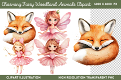 Charming Fairy Woodland Animals Clipart Bundle PNG Product Image 6