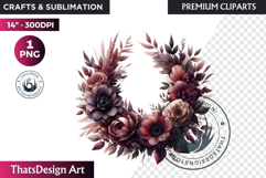 Dark flowers, wedding Florals PNG, Dark Romance Clipart Product Image 1