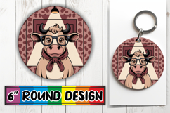 Bright Ornaments Round Sublimation, Cute Cow Product Image 1