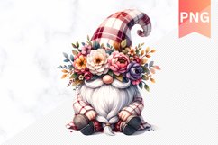 Floral Gnome Sublimation - Gnome Clipart Design Product Image 1