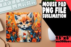 Cute Floral Kitty Mouse Pad for Print PNG Product Image 1