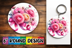 Joyful Round Keychain Magic PNG, Flowers Product Image 1