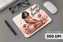 Afro Girl / Woman braided hair Mouse Pad, Black Queen PNG Product Image 1