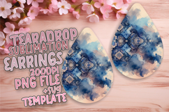 Artful Teardrop Design for Earrings , Watercolor Patter Product Image 1