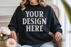 Black Gildan 18000 Crewnwck Sweatshirt Mockup, gildan 18000 Product Image 1