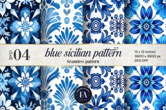 Blue Siclian Tile Pattern, Blue and white tiles paper Product Image 1