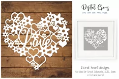 Love heart paper cut design. SVG / DXF / EPS / PNG files Product Image 1