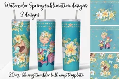 Spring sublimation design. Skinny tumbler wrap design. Product Image 1