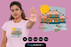 Pagoda Illustrations for T-Shirt Design Product Image 1
