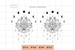 Moon svg Lotus mandala clipart Moon phases svg Crescent moon Product Image 2