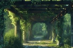 Timeless Ancient pergola forest. Generate Ai Product Image 1