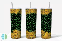 Skinny Tumbler Sublimation Design - Sunflower Leopard Print Product Image 2