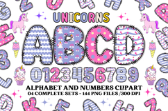 Unicorn Alphabet png clipart, unicorn letters doodle Product Image 1