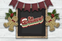 Believe Retro Christmas SVG - PNG, DXF, SVG, EPS, Cut File Product Image 6