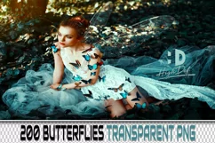 200 BUTTERFLIES TRANSPARENT PNG FILES, PHOTOSHOP OVERLAYS Product Image 1