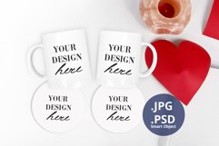2 Mugs & 2 Round Coasters mockup Valentine's Day, PSD & JPG Product Image 2
