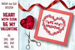 Be My Valentine Heart SVG File. Be My Valentine SVG Template Product Image 1