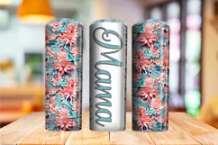 3d Pink & Teal Floral Mama Sublimation Tumbler Wrap Png Product Image 3