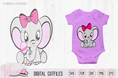 Girl elephant svg, newborn svg, dxf cut file, fcm file, Product Image 1