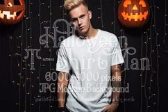 Halloween T Shirt Mockup Male, White T-Shirt Mockup, d29 Product Image 1